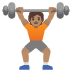 🏋🏽 person lifting weights: medium skin tone display on Google